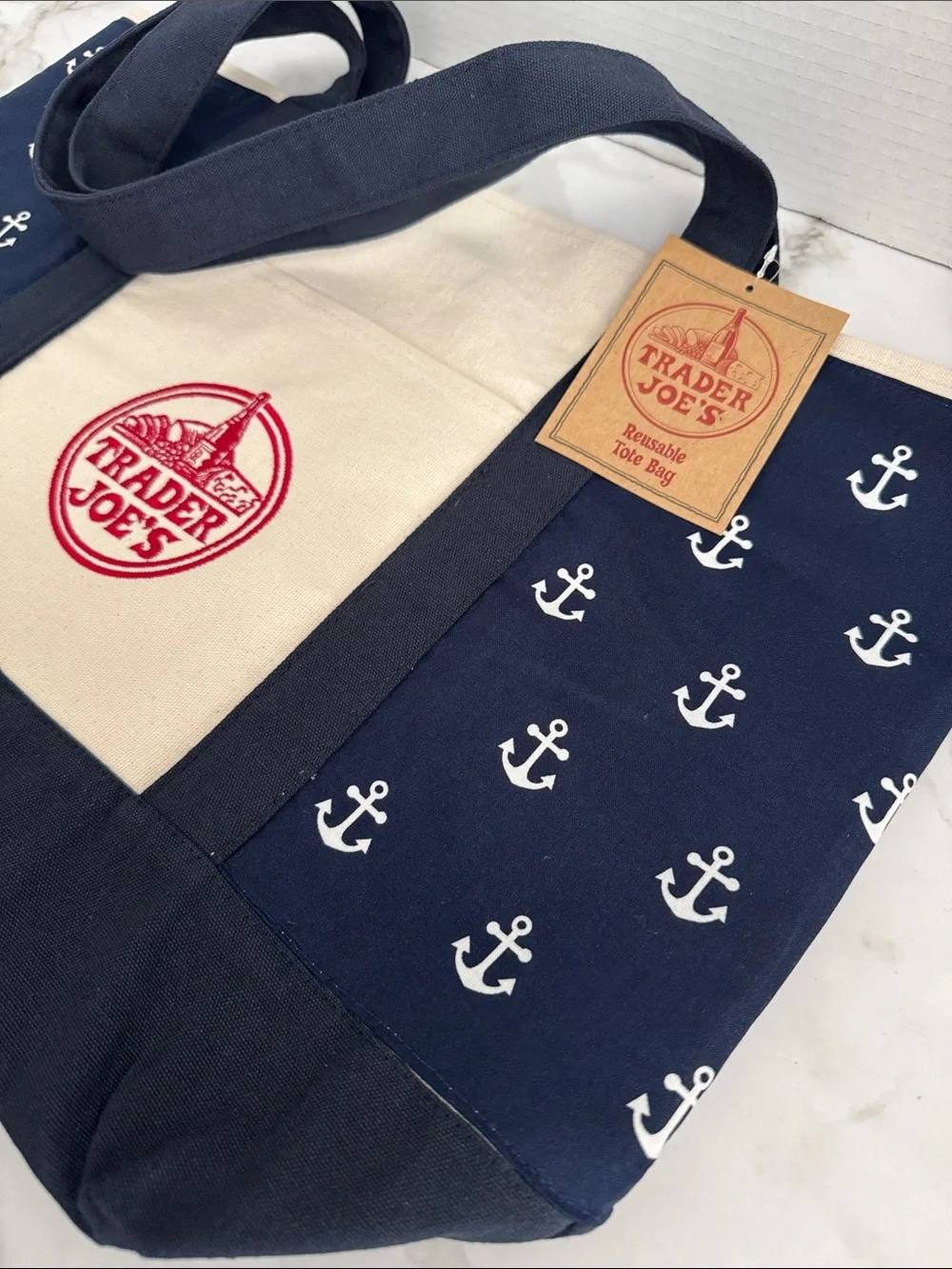 Trader Joe’s Large Navy Canvas Tote. New with Tag. - Picture 3 of 17